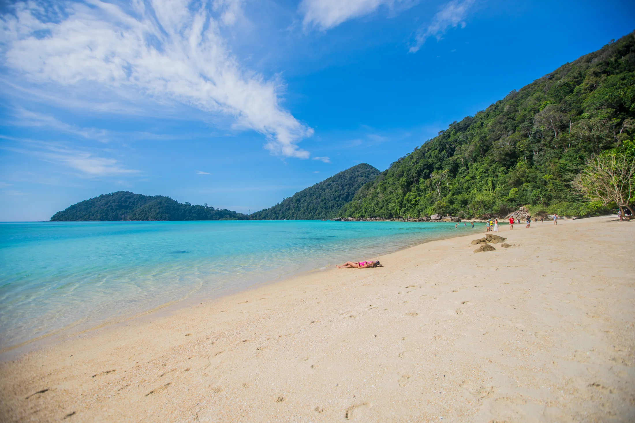 White-sand beach and turquoise water at the Surin Islands