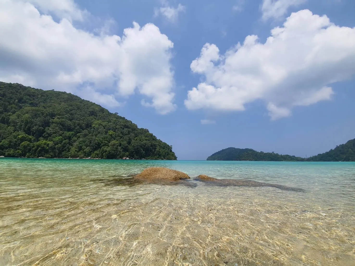 Clear shallow water near the national-park accommodation