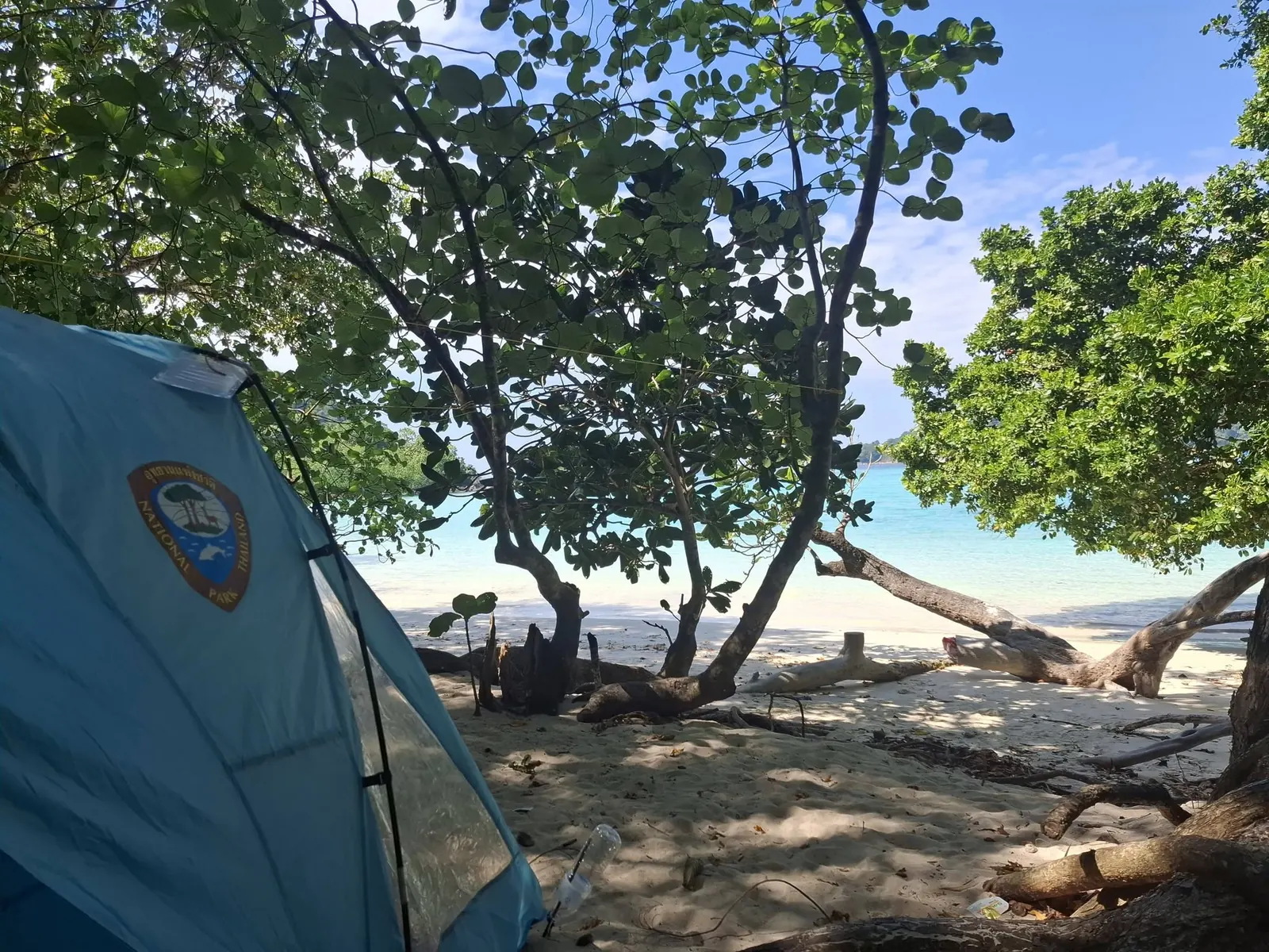 Regular tent beside turquoise water in Mu Ko Surin National Park